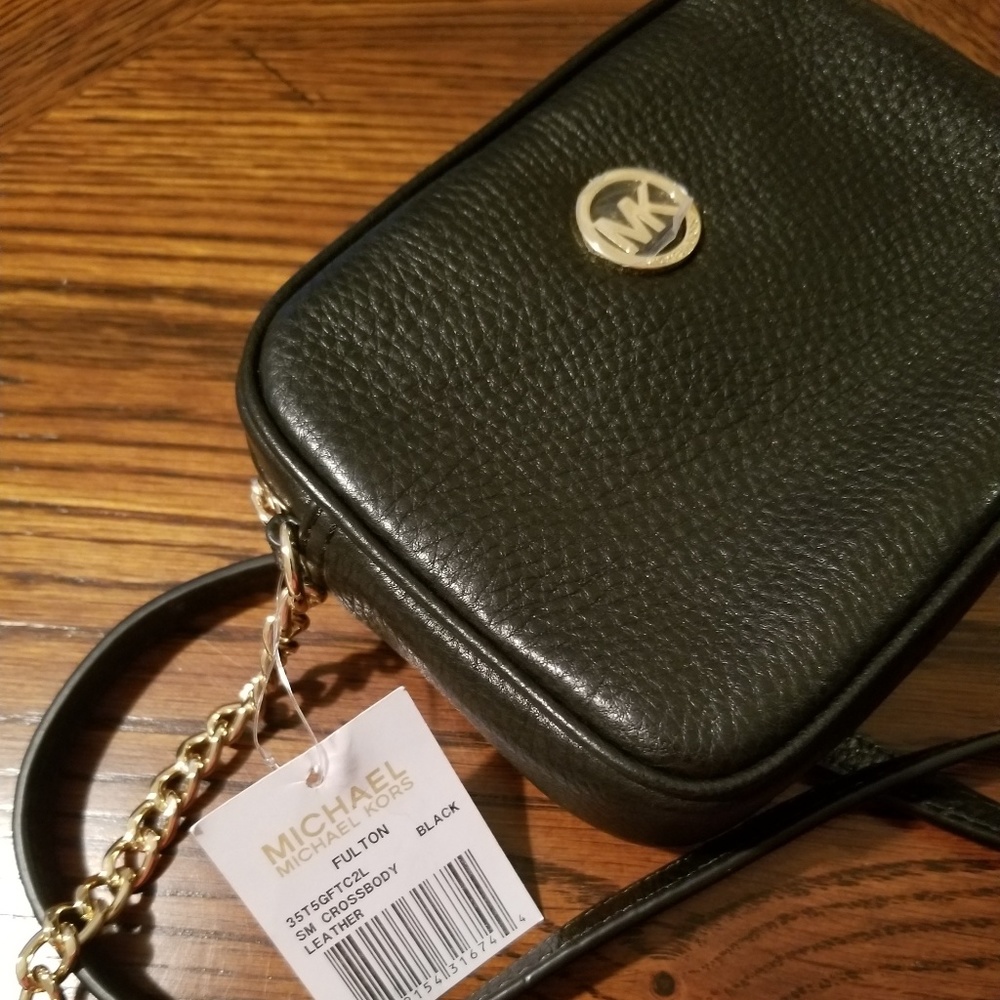 Michael Kors mini black leather crossbody
